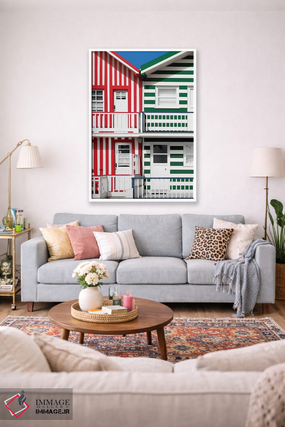 تابلو دکوراتیو "دو نمای راه راه قرمز و سبز" اثر فیلیپ هوگونار - D1W