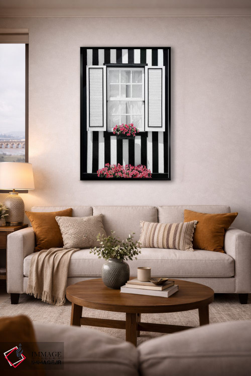 تابلو دکوراتیو "پنجره راه راه سیاه و سفید" اثر فیلیپ هوگونار - D4B