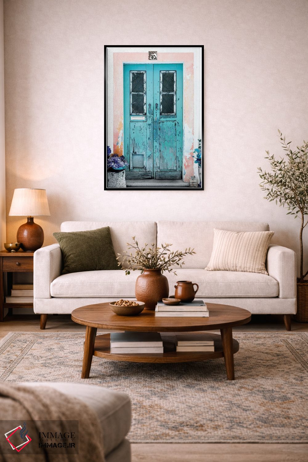 تابلو دکوراتیو "در قدیمی فیروزه ای" اثر فیلیپ هوگونار - D4B