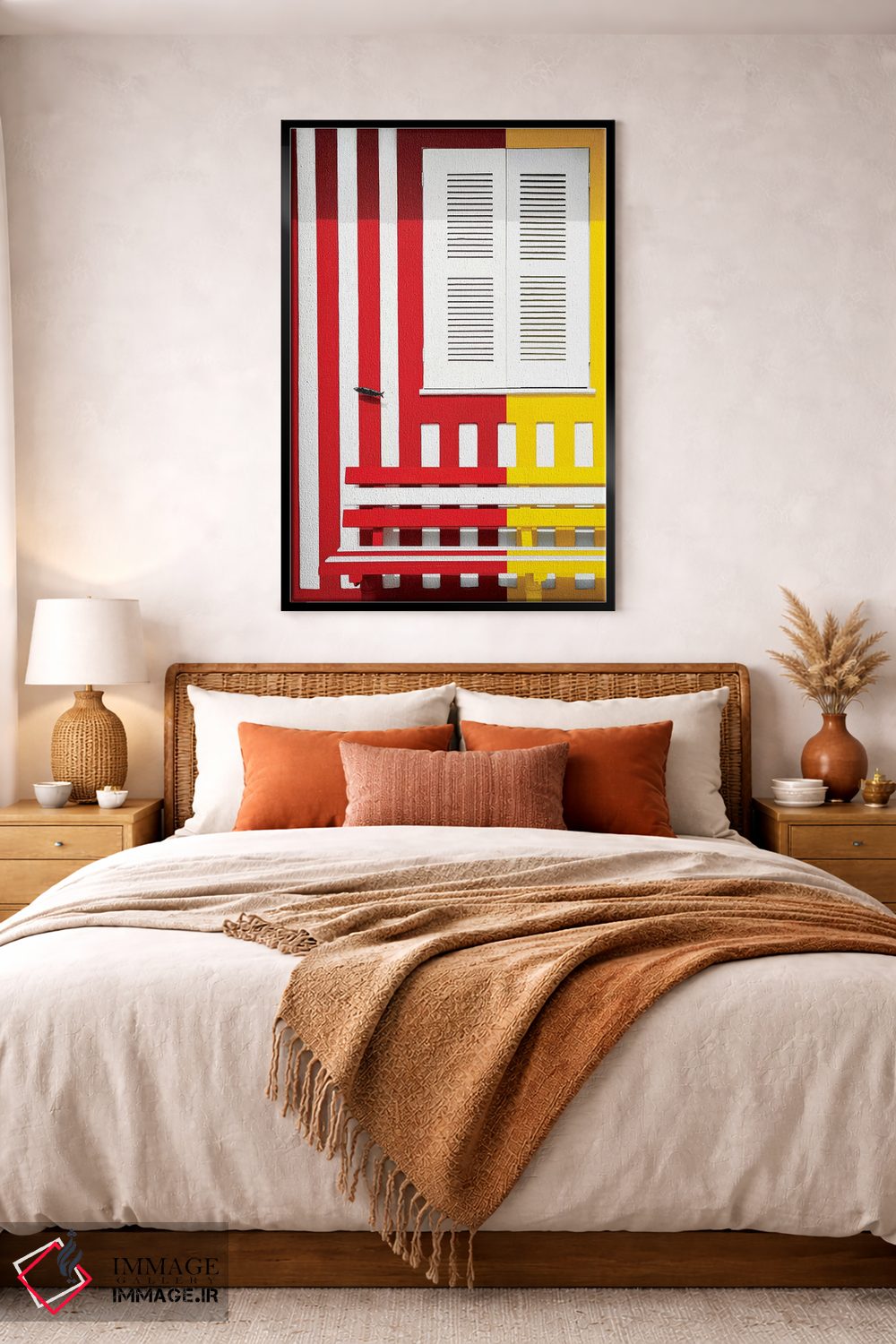 تابلو دکوراتیو "جبهه رنگارنگ با خطوط قرمز و زرد" اثر فیلیپ هوگونار - D5B