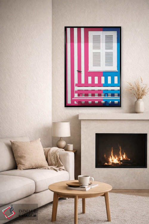 تابلو دکوراتیو "جبهه رنگارنگ با خطوط صورتی و آبی" اثر فیلیپ هوگونار - D5B