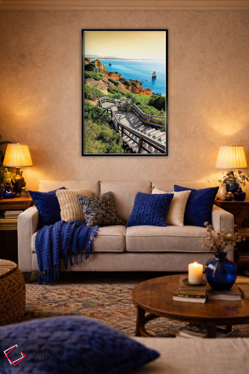 تابلو دکوراتیو "پله ها به سمت ساحل کامیلو در غروب" اثر فیلیپ هوگونار - D6B