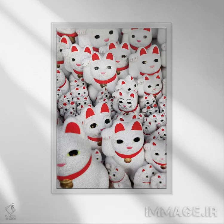 تابلو دکوراتیو "معبد گربه خوش شانس II" اثر فیلیپ هوگونار - نمای قابدار سفید
