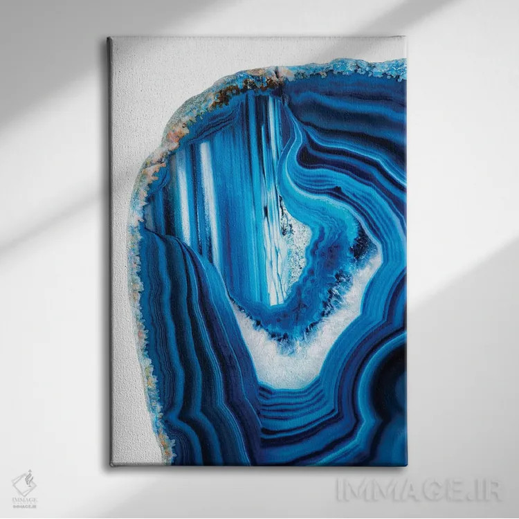 تابلو مدرن آکات آبی اثر فیلیپ هوگونار - نمای روبهرو روی دیوار