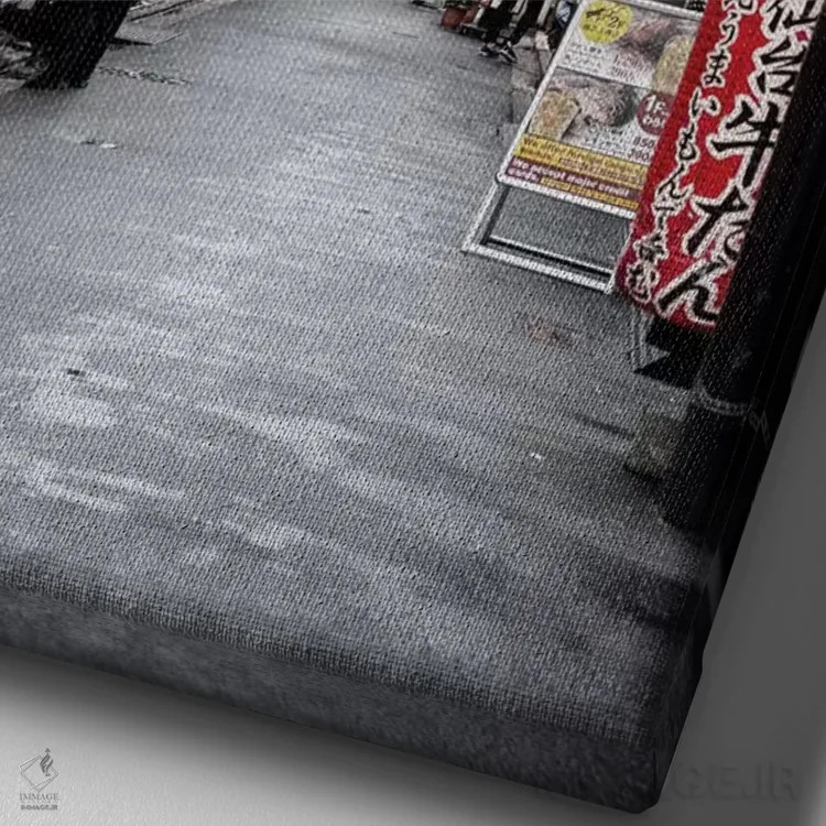 تابلو دکوراتیو "خیابان ژاپنی" اثر فیلیپ هوگونار - نمای نزدیک بافت بوم