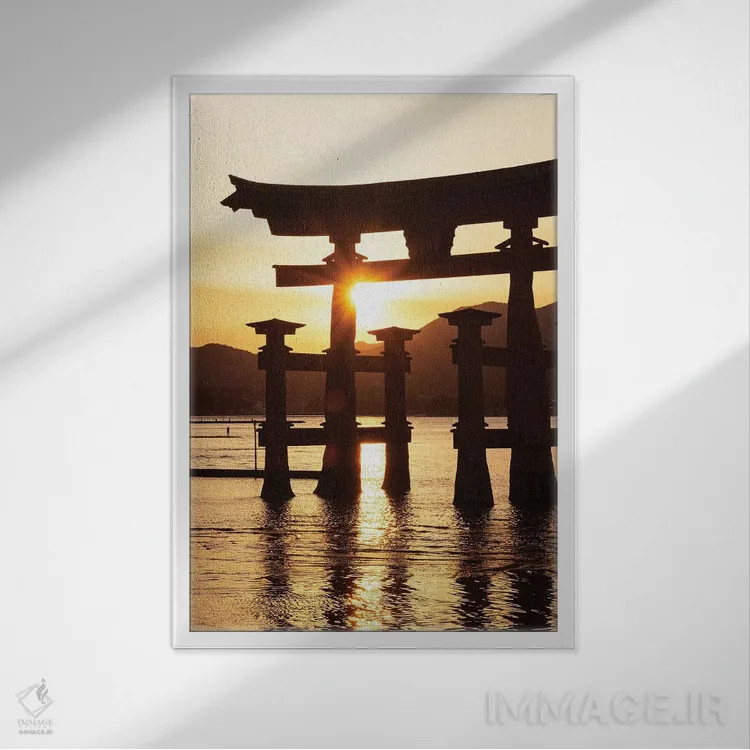 تابلو دکوراتیو "غروب دروازه توری میاجیما" اثر فیلیپ هوگونار - نمای قابدار سفید