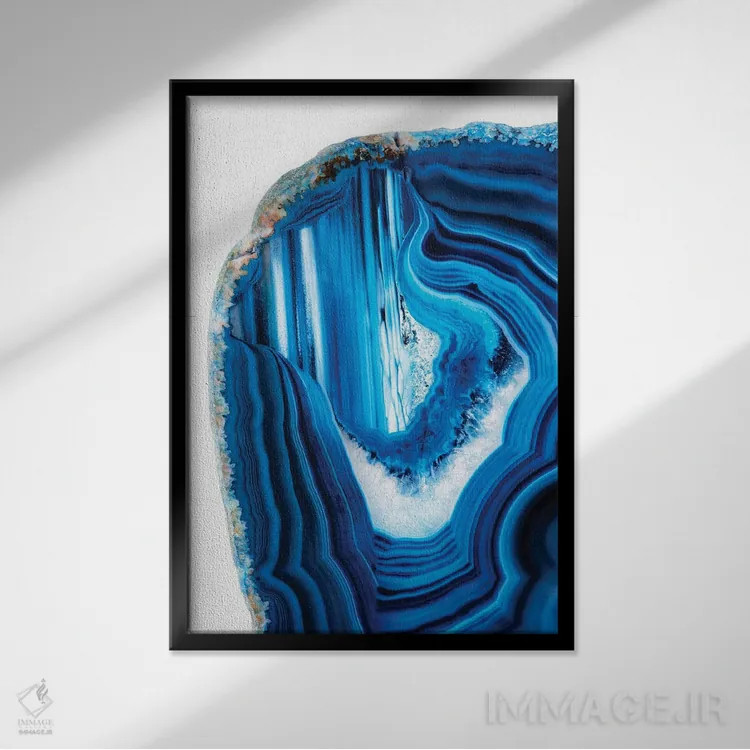 تابلو مدرن آکات آبی اثر فیلیپ هوگونار - نمای قابدار مشکی