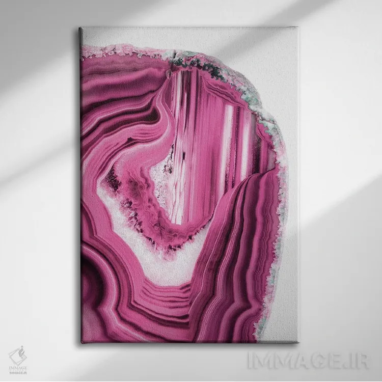 تابلو مدرن آکات صورتی اثر فیلیپ هوگونار - نمای روبهرو روی دیوار