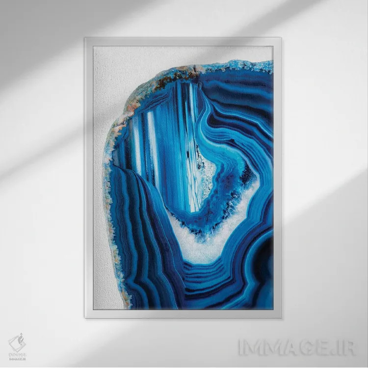 تابلو مدرن آکات آبی اثر فیلیپ هوگونار - نمای قابدار سفید