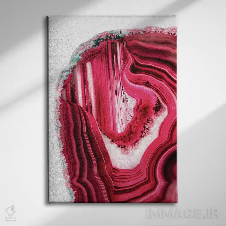 تابلو مدرن آکات قرمز اثر فیلیپ هوگونار - نمای روبهرو روی دیوار