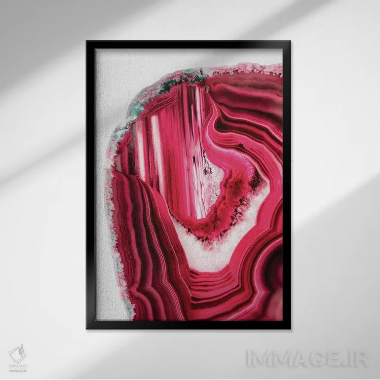 تابلو مدرن آکات قرمز اثر فیلیپ هوگونار - نمای قابدار مشکی