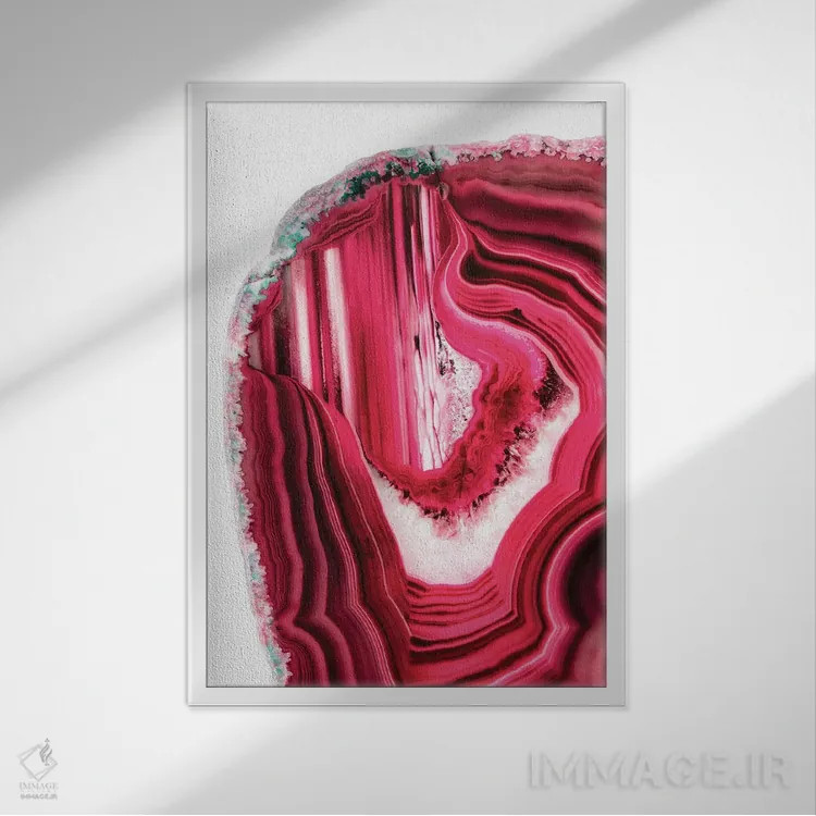 تابلو مدرن آکات قرمز اثر فیلیپ هوگونار - نمای قابدار سفید