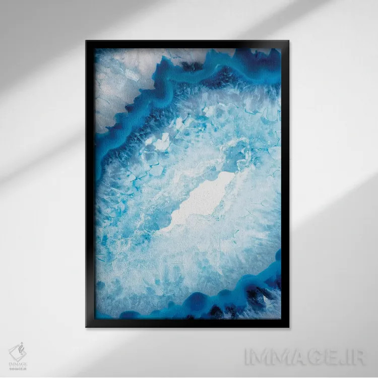 تابلو مدرن قلب آکات آبی اثر فیلیپ هوگونار - نمای قابدار مشکی