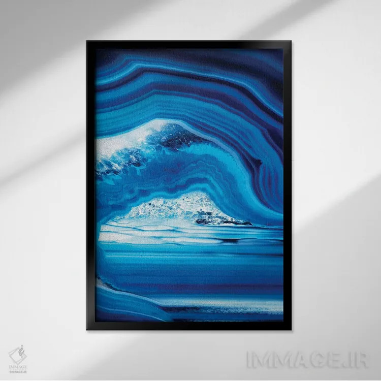 تابلو مدرن نمای نزدیک از آکات آبی اثر فیلیپ هوگونار - نمای قابدار مشکی