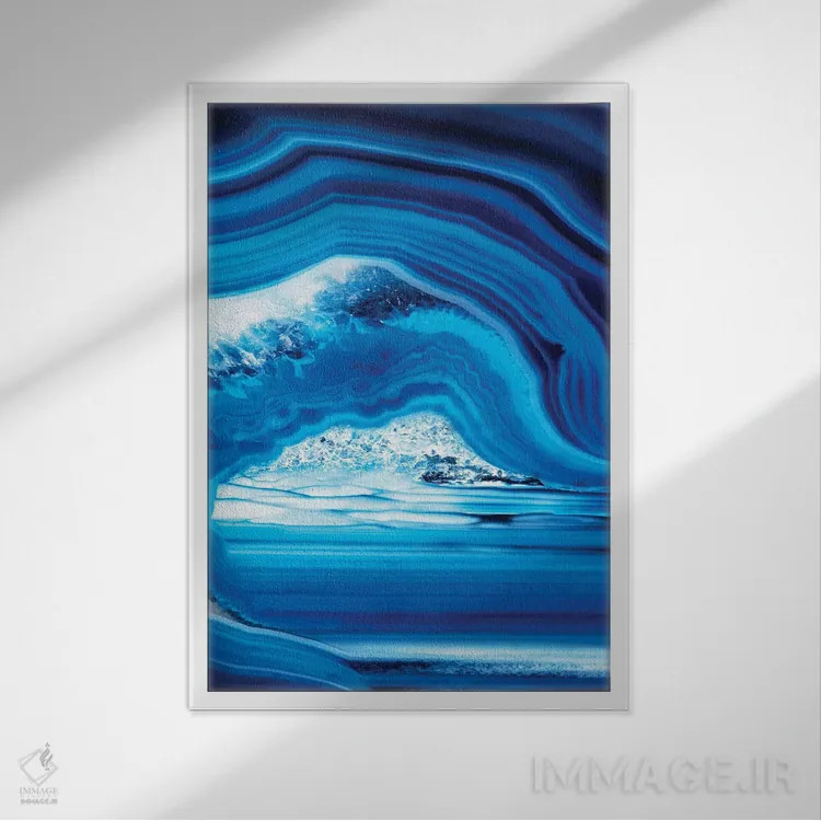 تابلو مدرن نمای نزدیک از آکات آبی اثر فیلیپ هوگونار - نمای قابدار سفید