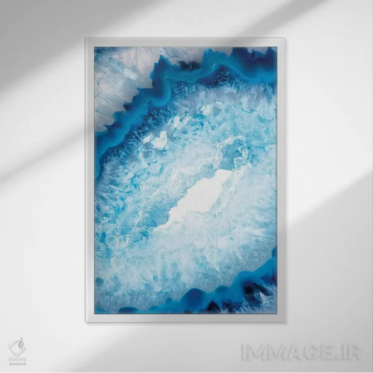 تابلو مدرن قلب آکات آبی اثر فیلیپ هوگونار - نمای قابدار سفید