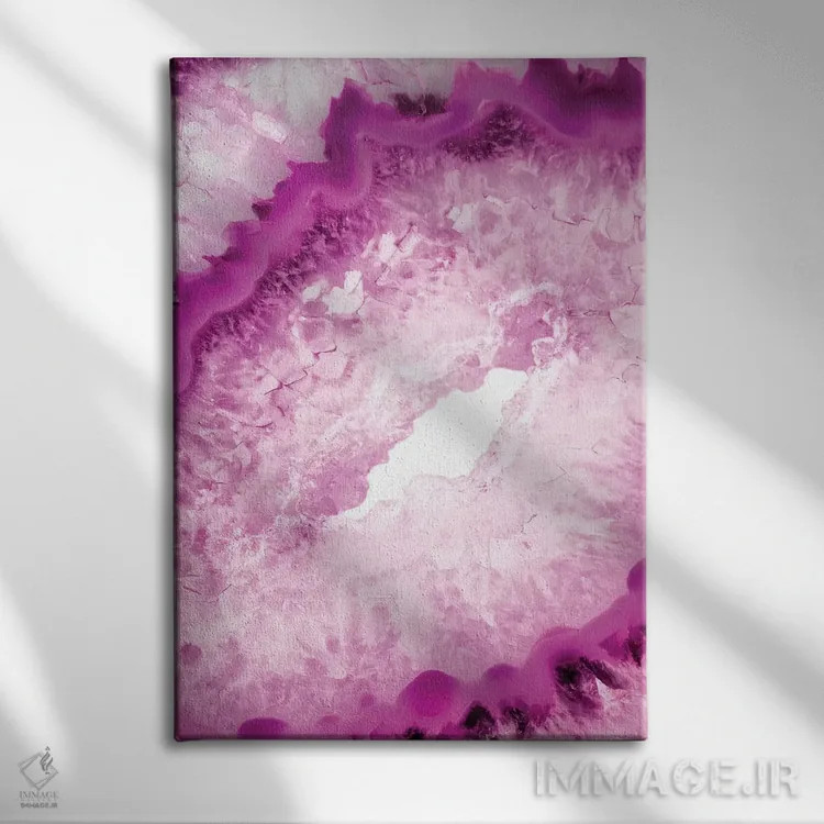 تابلو مدرن قلب آکات صورتی اثر فیلیپ هوگونار - نمای روبهرو روی دیوار