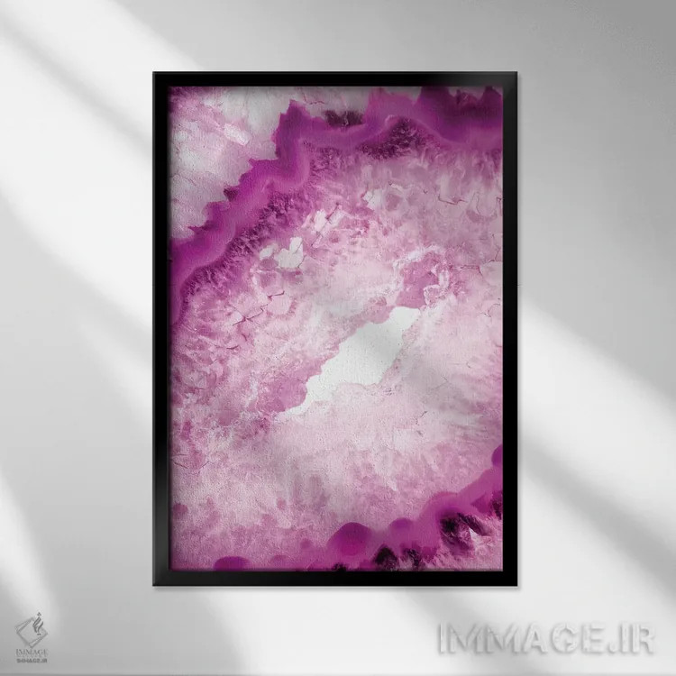 تابلو مدرن قلب آکات صورتی اثر فیلیپ هوگونار - نمای قابدار مشکی