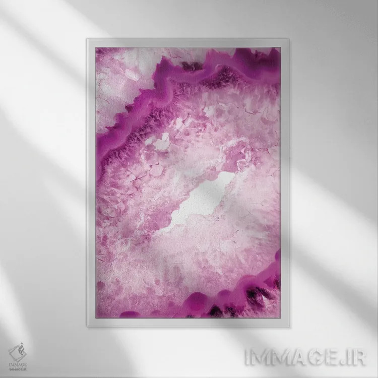 تابلو مدرن قلب آکات صورتی اثر فیلیپ هوگونار - نمای قابدار سفید