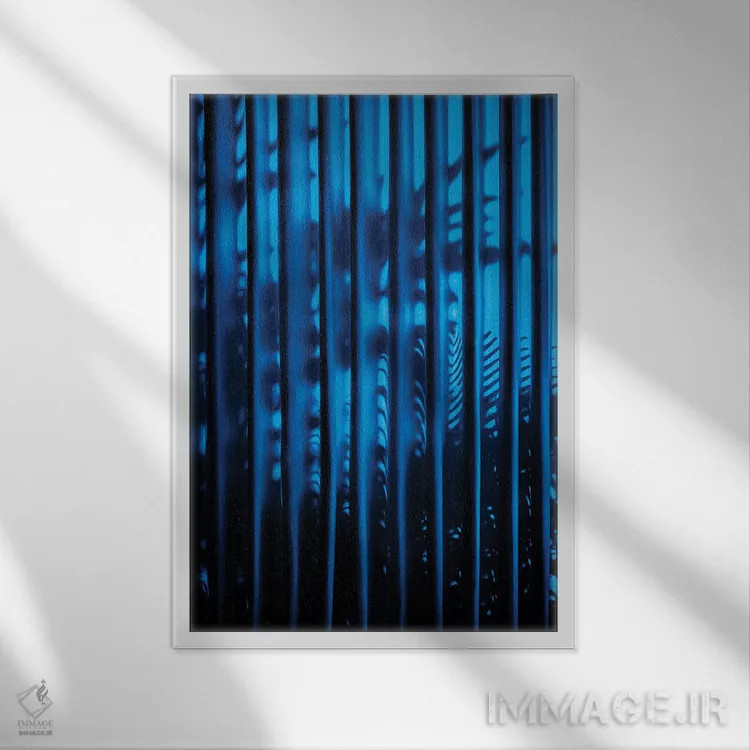 تابلو دکوراتیو سایه پرده آبی اثر فیلیپ هوگونار - نمای قابدار سفید