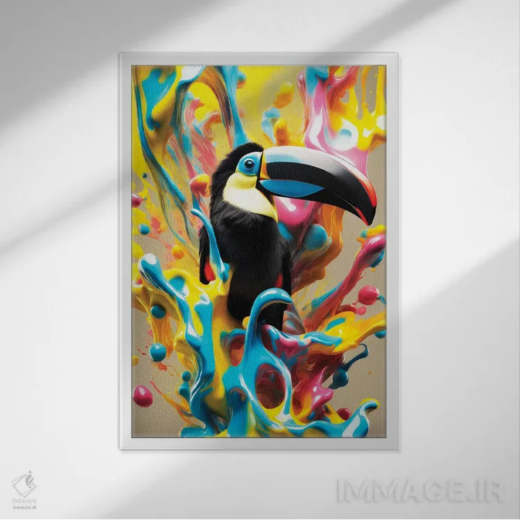 تابلو دکوراتیو توکان اکسترامگنزا اثر فیلیپ هوگونار - نمای قابدار سفید