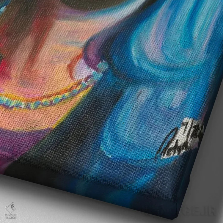 تابلو دکوراتیو کتانجی براون جکسون اثر پترا هوته - نمای نزدیک بافت بوم