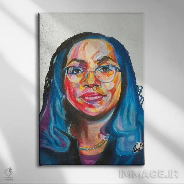 تابلو دکوراتیو کتانجی براون جکسون اثر پترا هوته - نمای روبهرو روی دیوار