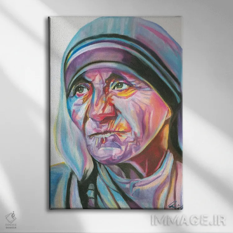 تابلو دکوراتیو مادر ترزا اثر پترا هوته - نمای روبهرو روی دیوار