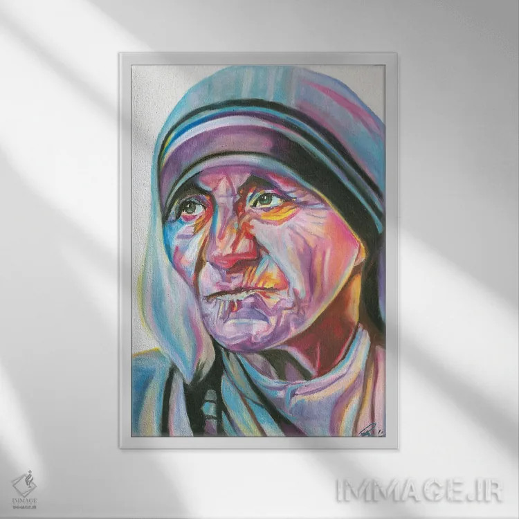 تابلو دکوراتیو مادر ترزا اثر پترا هوته - نمای قابدار سفید