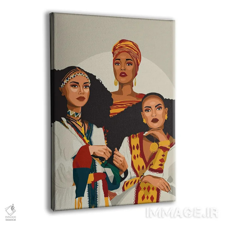تابلو دکوراتیو سه گانه آفریقایی | اتیوپی، سومالی، حبشه اثر فونگ بان - نمای پرسپکتیو محصول