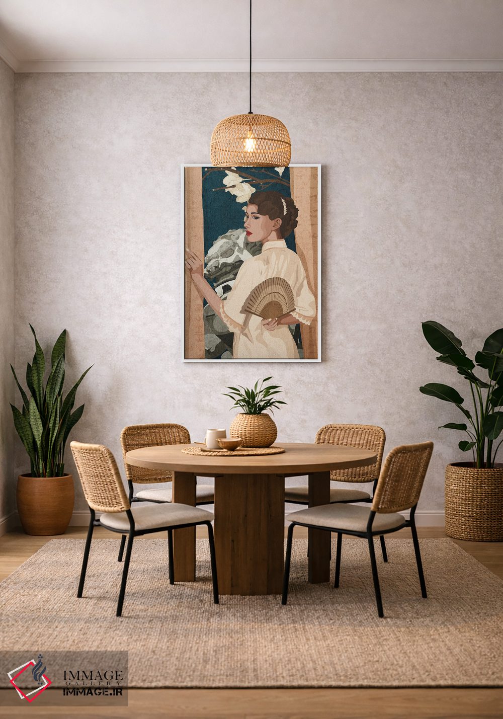 تابلو دکوراتیو زیبایی چینی در کنار پنجره اثر فونگ بان - D3W