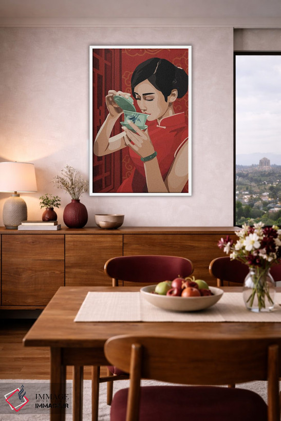 تابلو دکوراتیو نوشیدن چای اثر فونگ بان - D4W