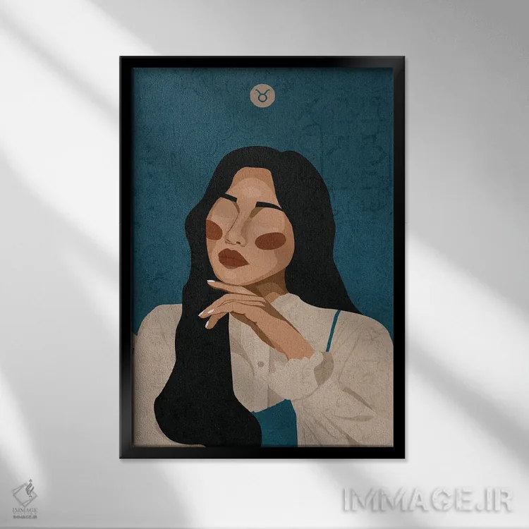 تابلو دکوراتیو نشان برج ثور اثر فونگ بان - نمای قابدار مشکی