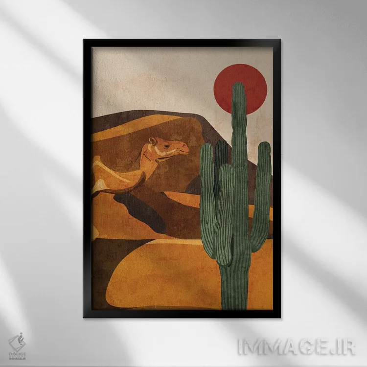 تابلو انتزاعی بیابان اثر فونگ بان - نمای قابدار مشکی