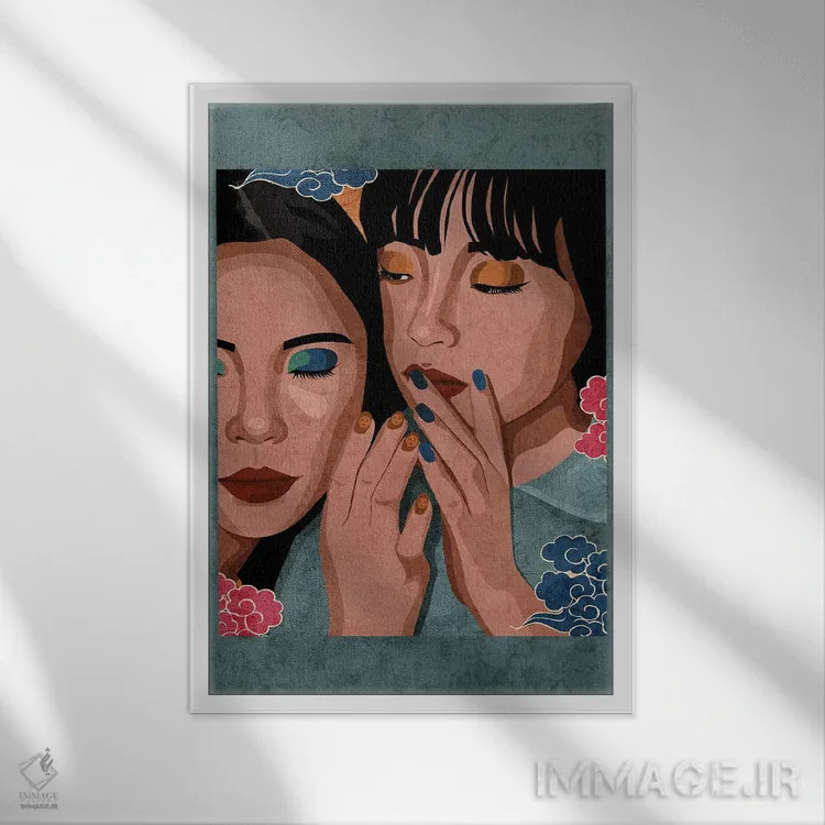 تابلو دکوراتیو شایعات و نجواها اثر فونگ بان - نمای قابدار سفید