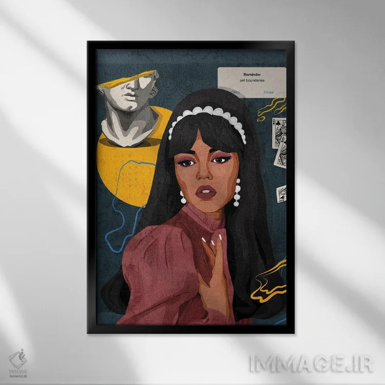 تابلو دکوراتیو مرز تعیین کن اثر فونگ بان - نمای قابدار مشکی