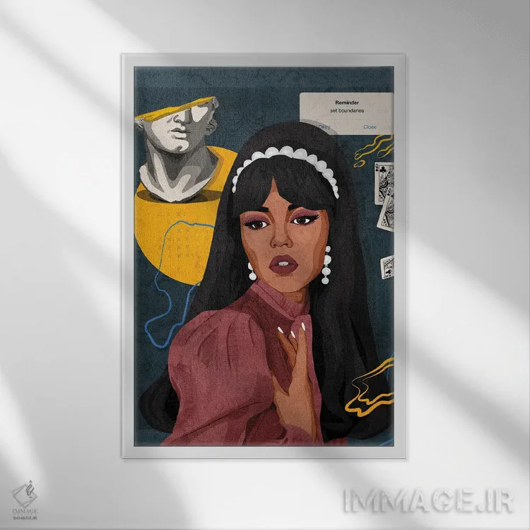 تابلو دکوراتیو مرز تعیین کن اثر فونگ بان - نمای قابدار سفید