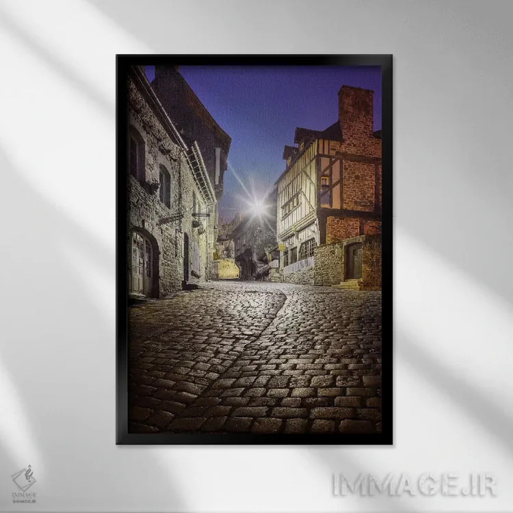 تابلو دکوراتیو Jerzual Street II,باوران، خیابان ژرژوال ۲ اثر فیلیپ منگوئن - نمای قابدار مشکی