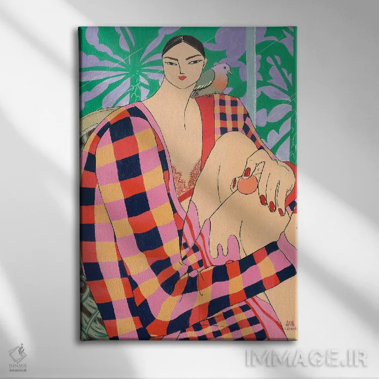 تابلو دکوراتیو پرتره شخصی 6 عصر با کوین اثر پینگ هاتا - نمای روبهرو روی دیوار