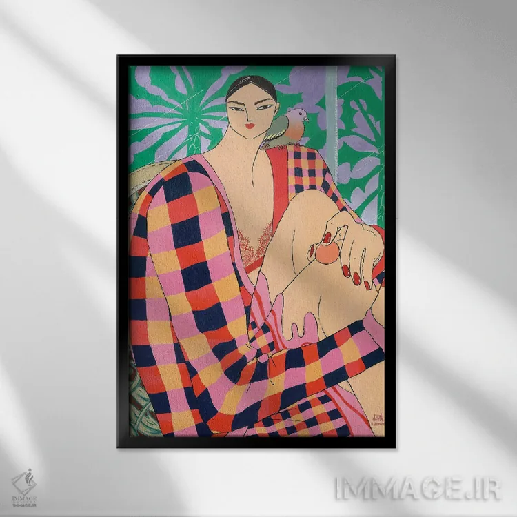 تابلو دکوراتیو پرتره شخصی 6 عصر با کوین اثر پینگ هاتا - نمای قابدار مشکی