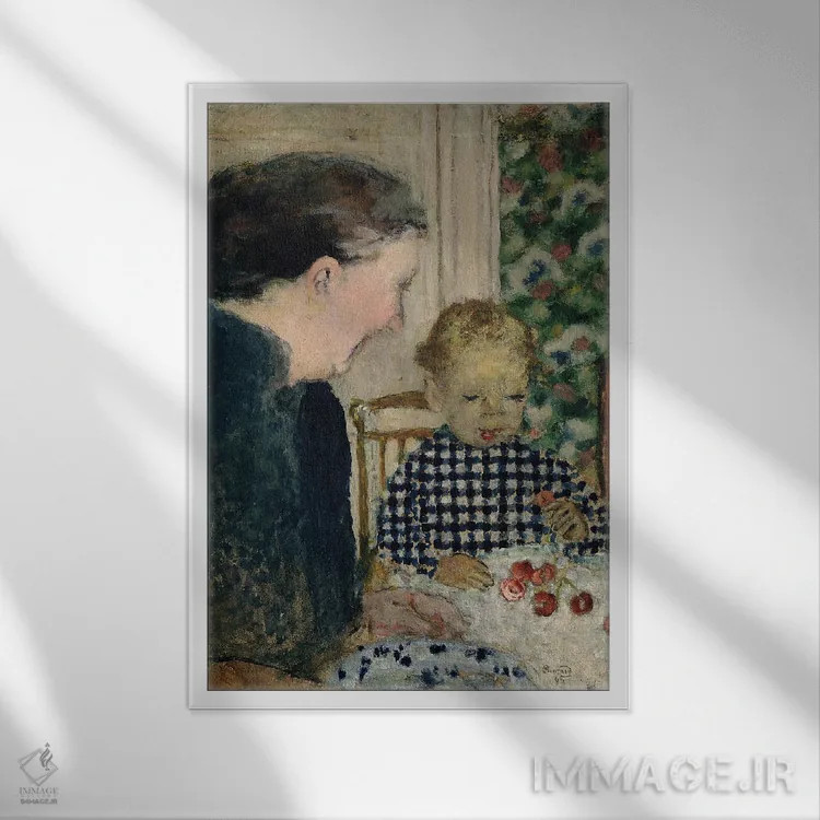 تابلو کلاسیک کودک در حال خوردن گیلاس، 1895 اثر پیر بونار - نمای قابدار سفید