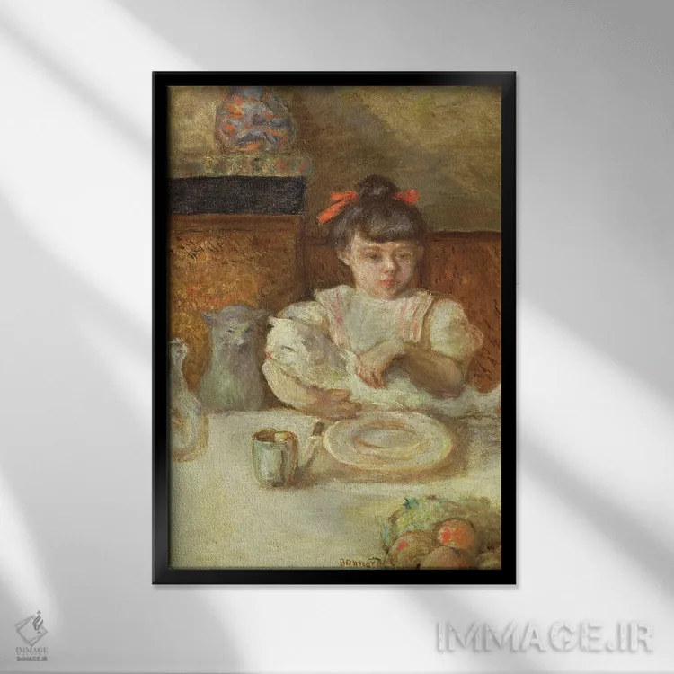 تابلو کلاسیک کودک با گربه ها، حدود 1906 اثر پیر بونار - نمای قابدار مشکی