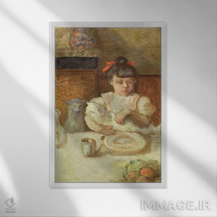 تابلو کلاسیک کودک با گربه ها، حدود 1906 اثر پیر بونار - نمای قابدار سفید