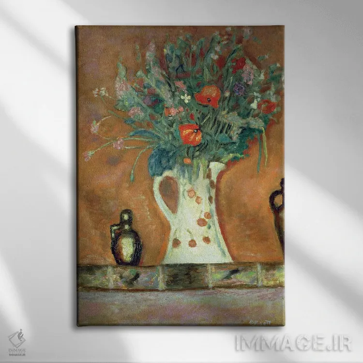 تابلو کلاسیک گل ها روی شومینه، 1913 اثر پیر بونار - نمای روبهرو روی دیوار