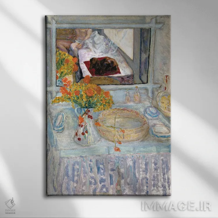تابلو کلاسیک میز توالت با آینه، حدود 1913 اثر پیر بونار - نمای روبهرو روی دیوار