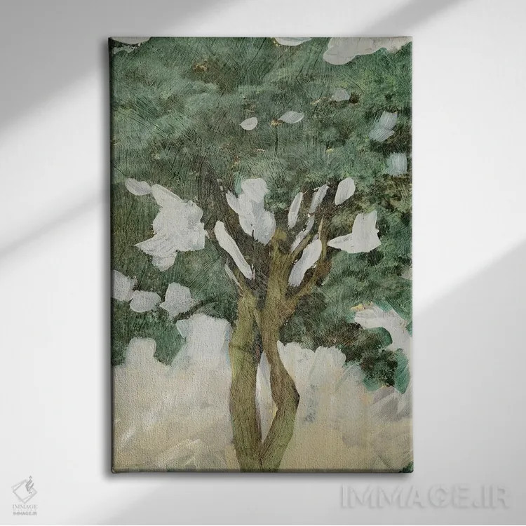 تابلو دکوراتیو "خط درخت سبز III" اثر پی آی گالری - نمای روبهرو روی دیوار