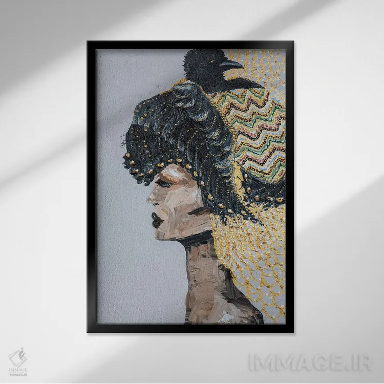 تابلو دکوراتیو "بانوی کلاغ" اثر پیا پیویلاینن - نمای قابدار مشکی