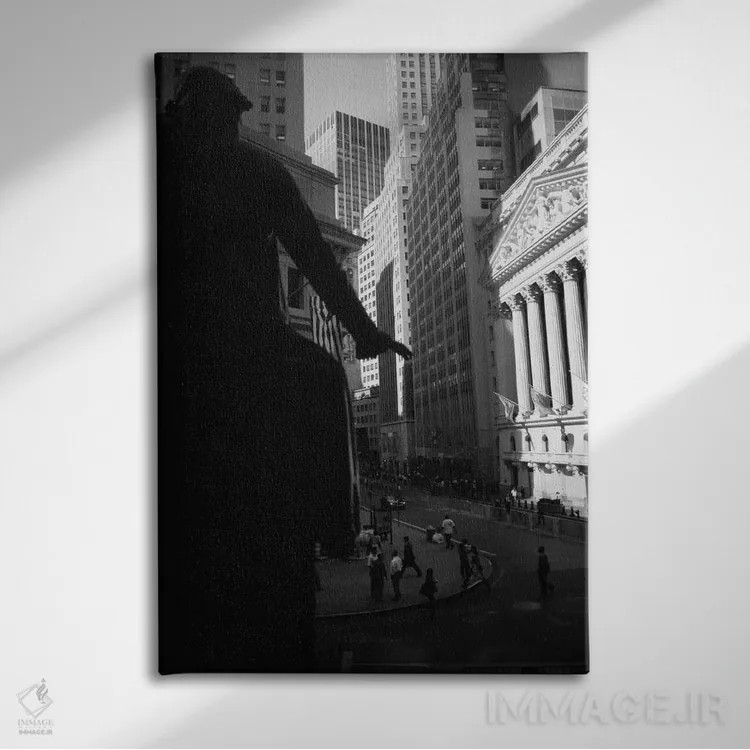 تابلو دکوراتیو Wall Street, New York City, New York, USA" - "بورس نیوی… اثر پانورامیک ایمجز - نمای روبهرو روی دیوار