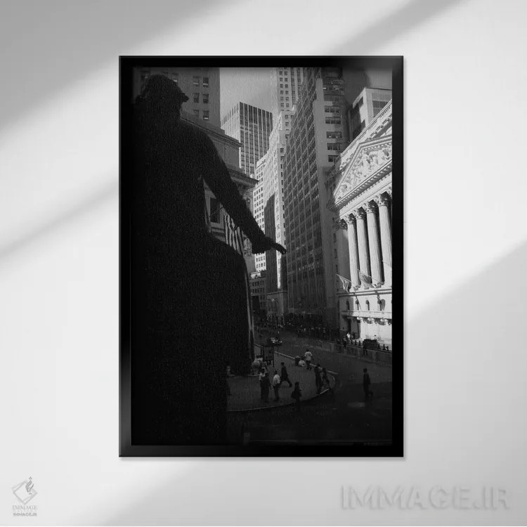 تابلو دکوراتیو Wall Street, New York City, New York, USA" - "بورس نیوی… اثر پانورامیک ایمجز - نمای قابدار مشکی
