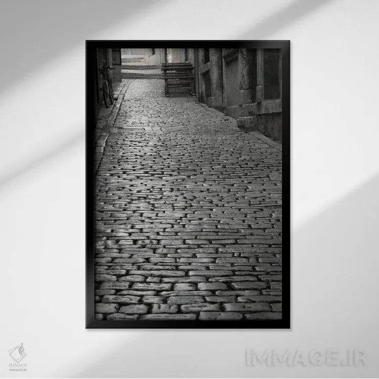 تابلو دکوراتیو Rovinj, Istria, Croatia" - "خیابان سنگ فرش، رووینج، ایس… اثر پانورامیک ایمجز - نمای قابدار مشکی